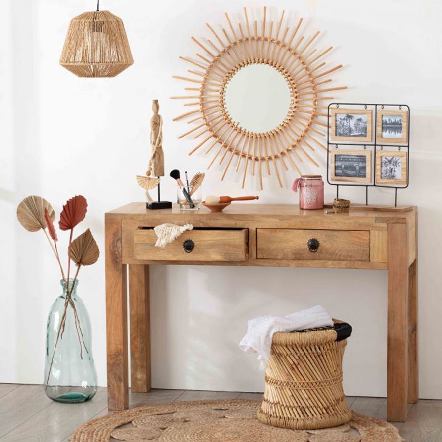 Stoliki Boho Bamboo czarne zestaw 2 szt