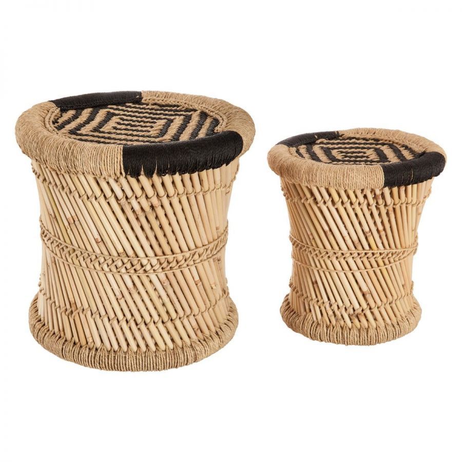 Stoliki Boho Bamboo czarne zestaw 2 szt