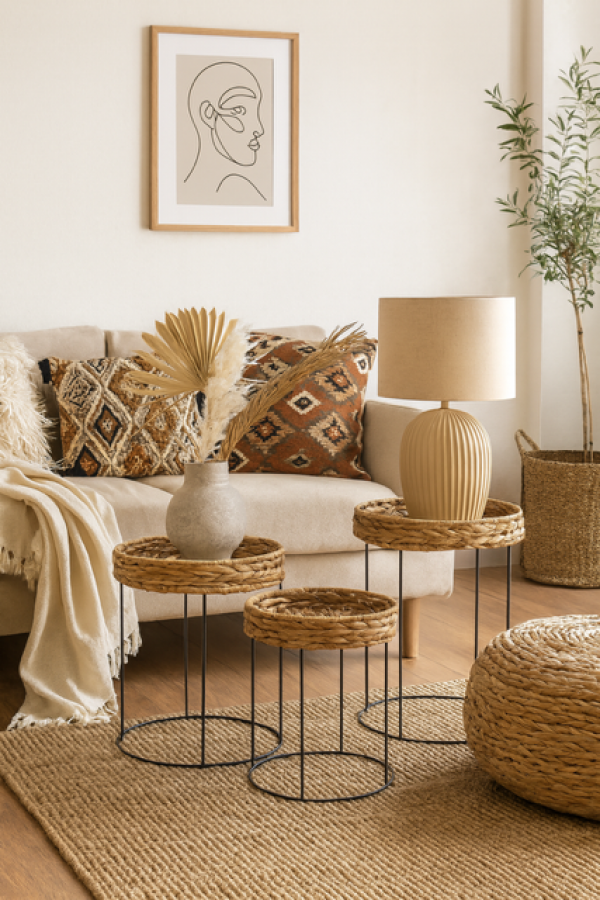 Stoliki Boho z hiacyntu wodnego zestaw 3 szt - Boltze