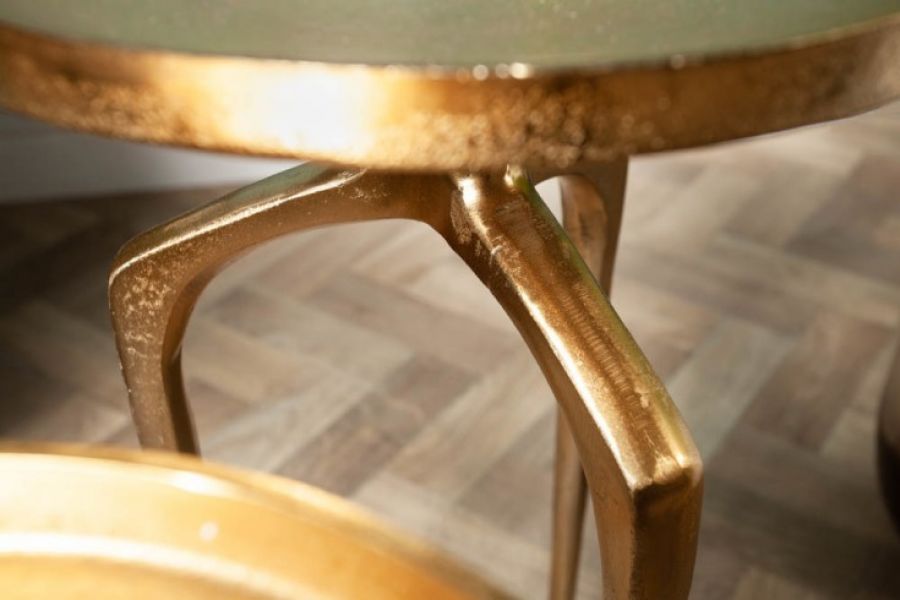 Stoliki designerskie Abstract złote 2 szt - Invicta Interior