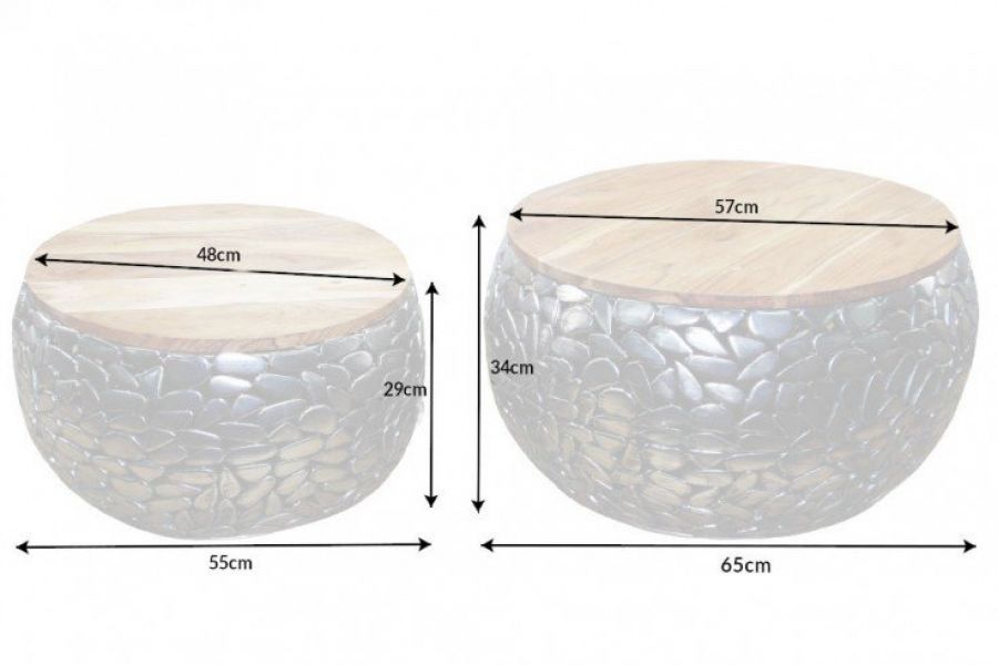 Stoliki Stone Mosaic zestaw 2 szt drewniane mango - Invicta Interior