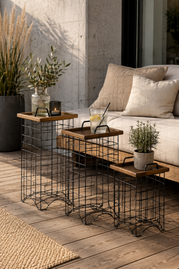 Stoliki Wire Table zestaw 3 sztuki - Inart