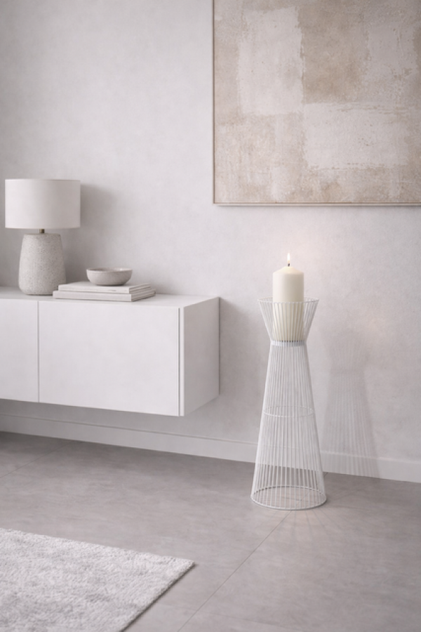 Świecznik Candle Holder Wire biały 50 cm - Kare Design