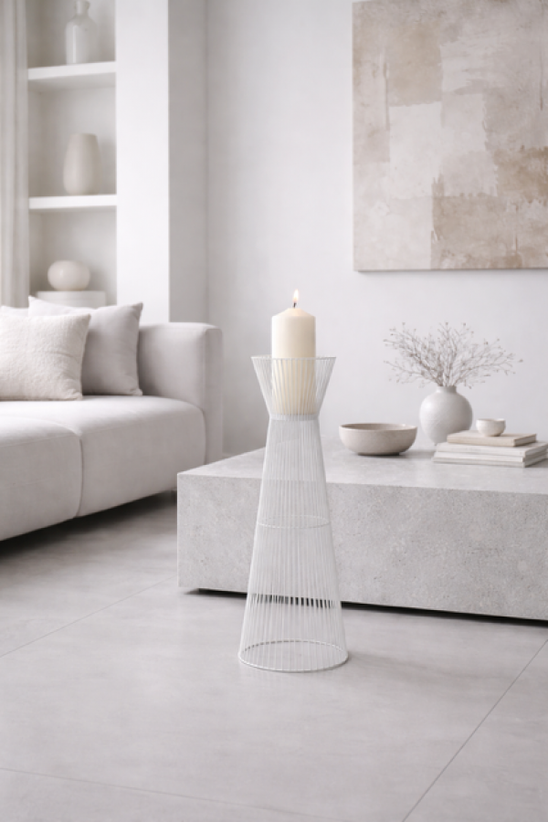 Świecznik Candle Holder Wire biały 50 cm - Kare Design