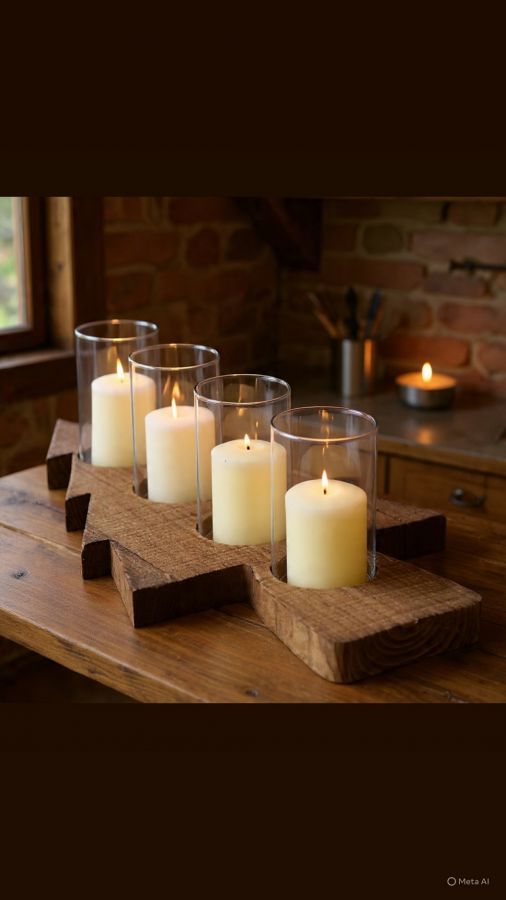 Świecznik choinka drewniana 56 cm