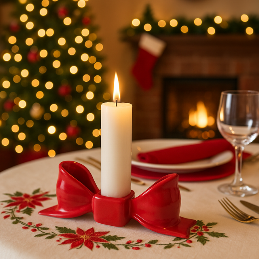 Świecznik Kokarda czerwony