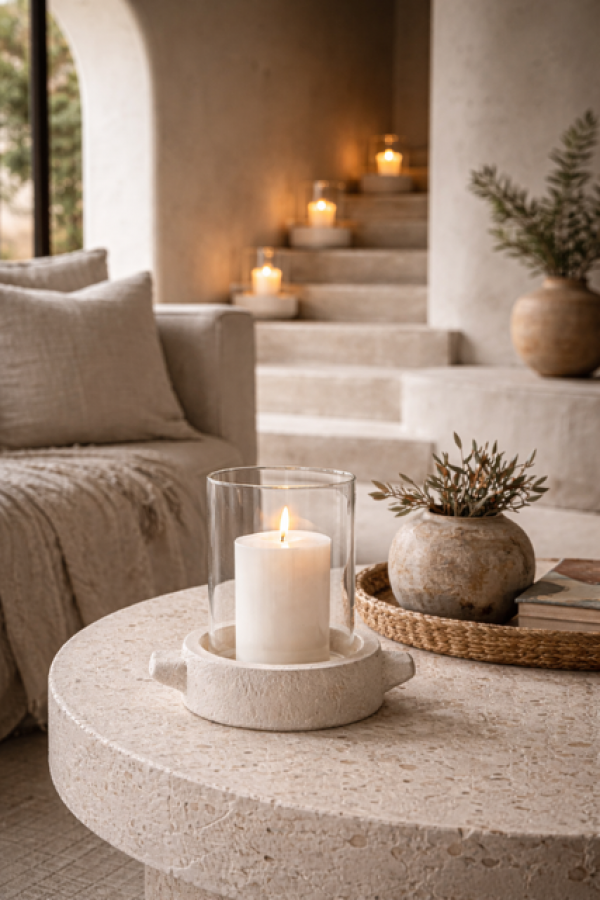 Świecznik Santorini cement 