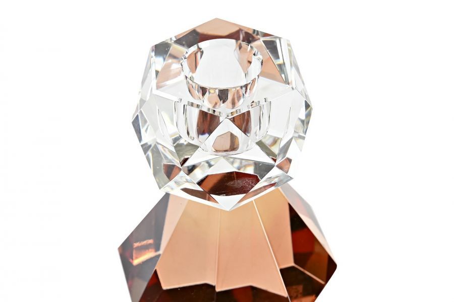 Świecznik szklany Crystal bursztynowy