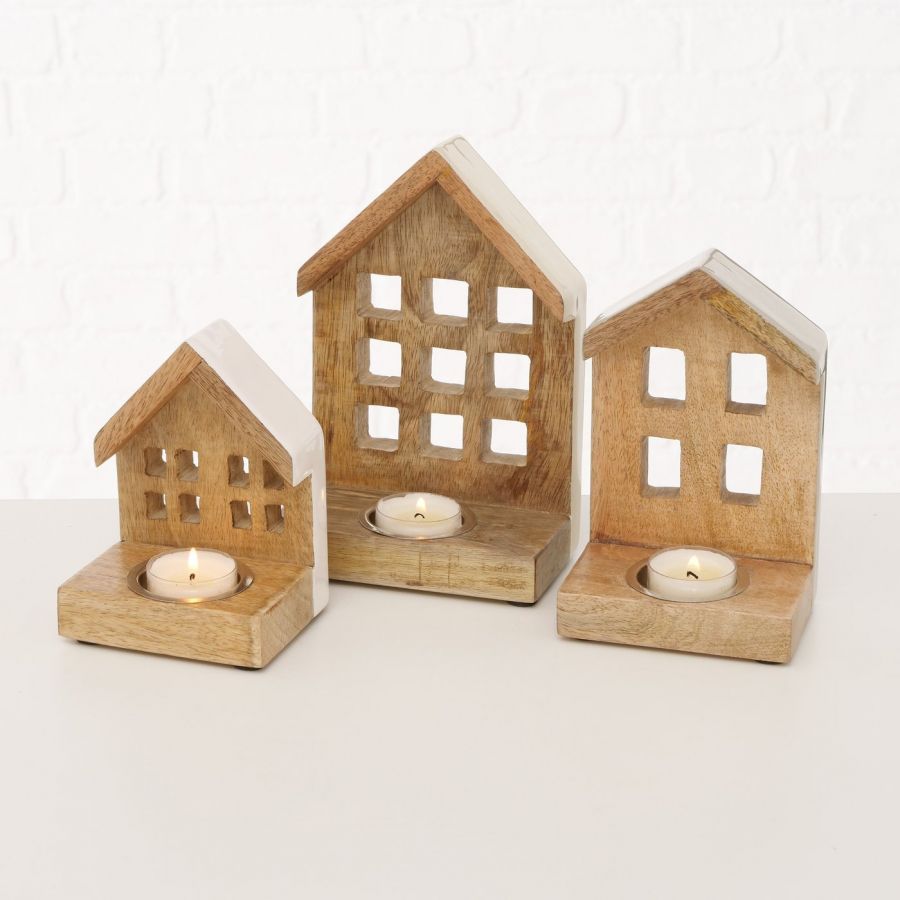 Świeczniki Domki na tealight 3 szt - Boltze