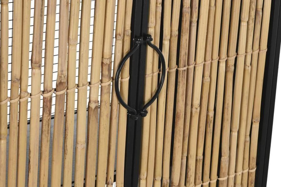 Szafa rattanowa boho czarna z półką  - Item International
