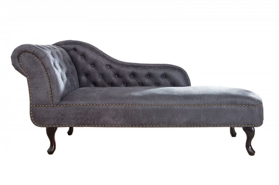 Leżanka Szezlong Chesterfield Antik Look szara  - Invicta Interior