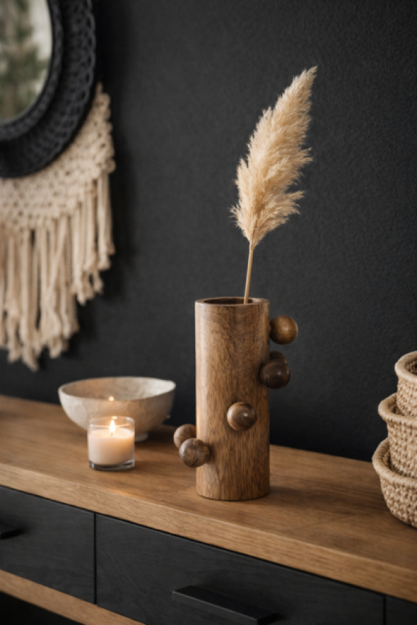 Wazon Bubble drewno mango 28 cm - Item International