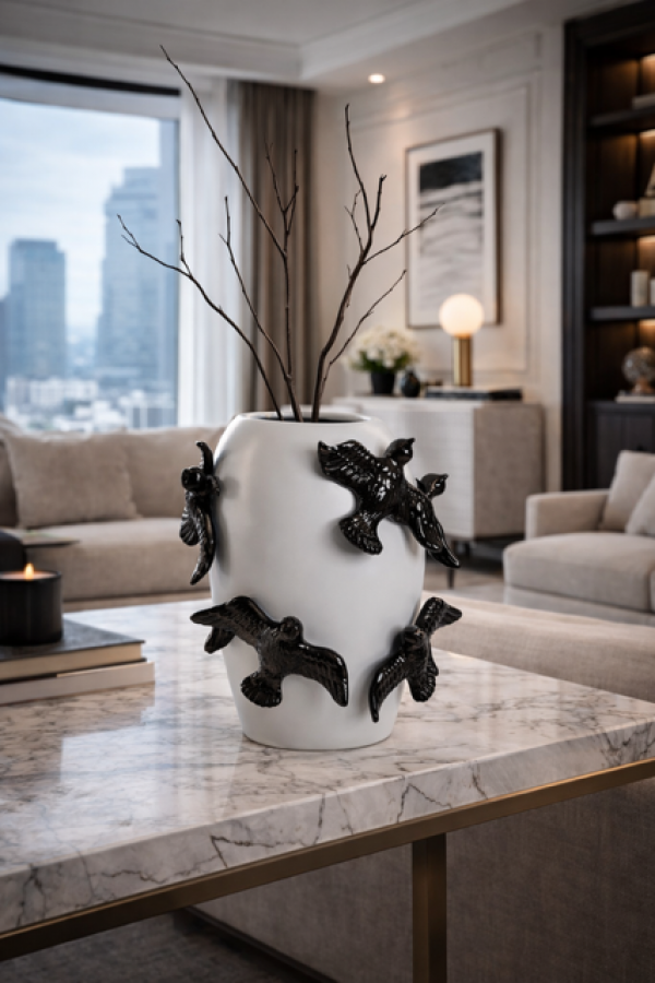 Wazon ceramiczny Black Birds 30 cm