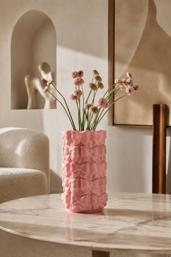 Wazon ceramiczny Kokardki różowy - Boltze