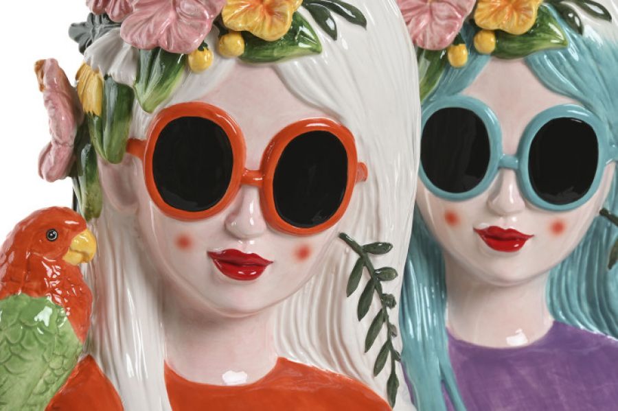 Wazon Pop Art Fashion Lady z papugą