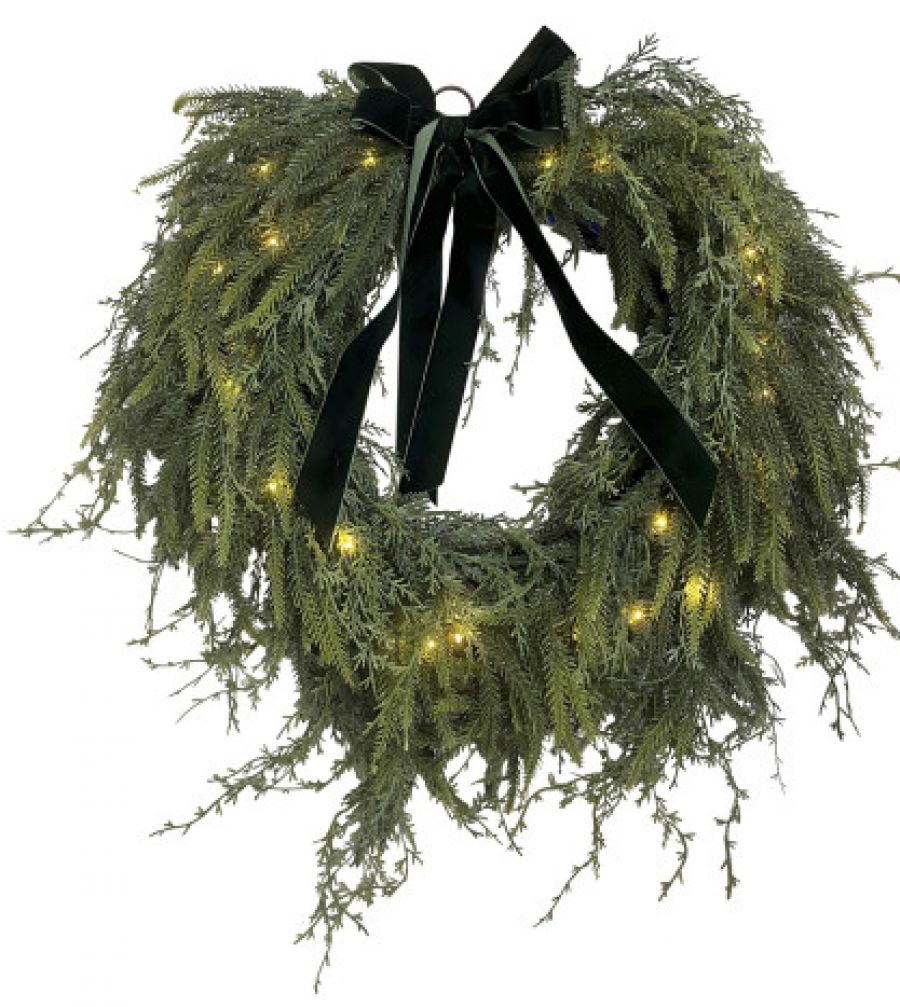 Wianek świąteczny LED z kokardą