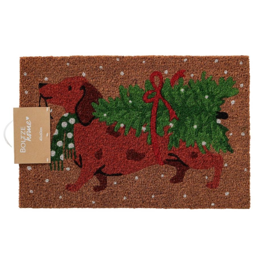 Wycieraczka kokosowa Świąteczny Jamnik 60x40 cm