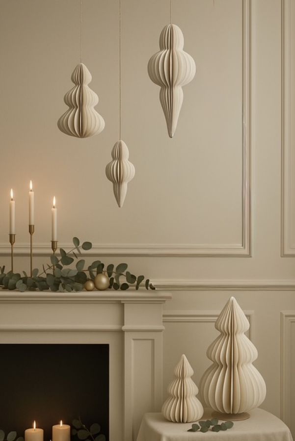 Zawieszka Bombka papierowa składana 40 cm biała