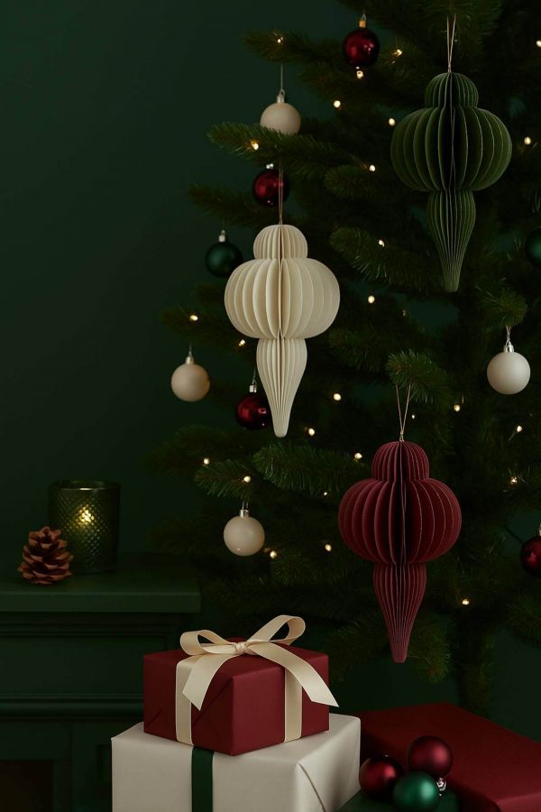 Zawieszka Bombka papierowa składana czerwona 