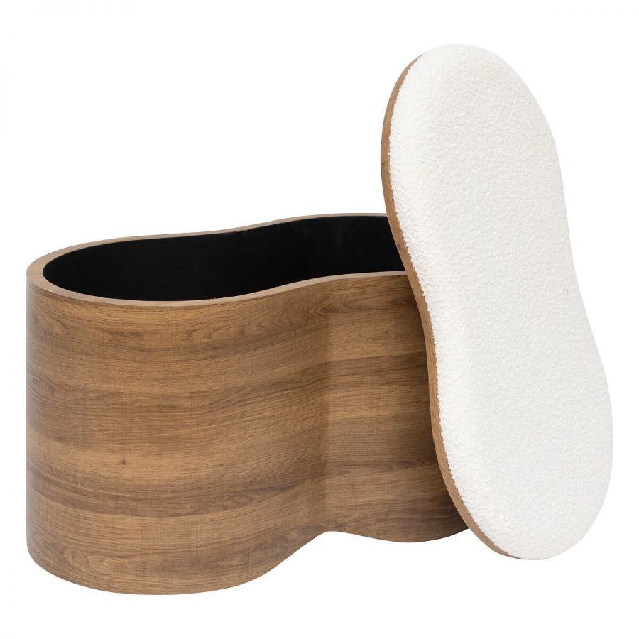Zestaw 2 Pufy Wood Boucle - Atmosphera