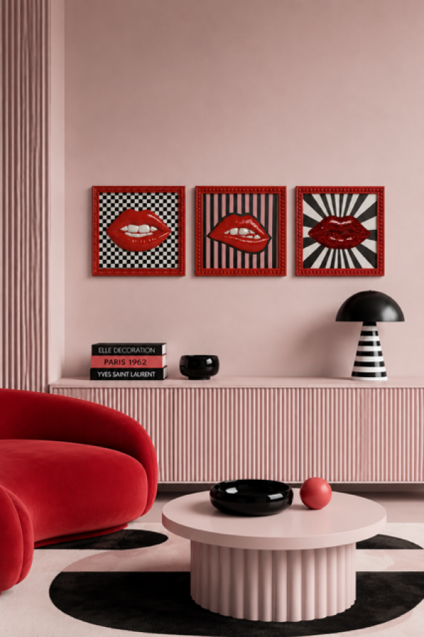 Zestaw 3 obrazów Couture Red