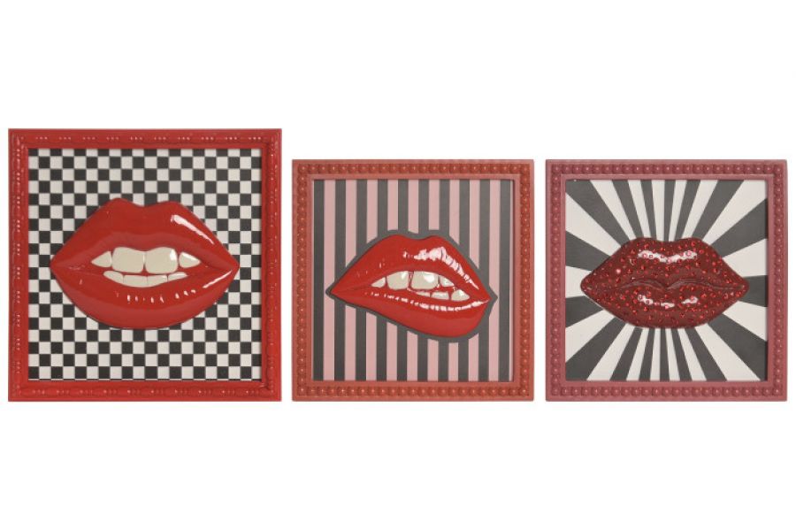 Zestaw 3 obrazów Couture Red
