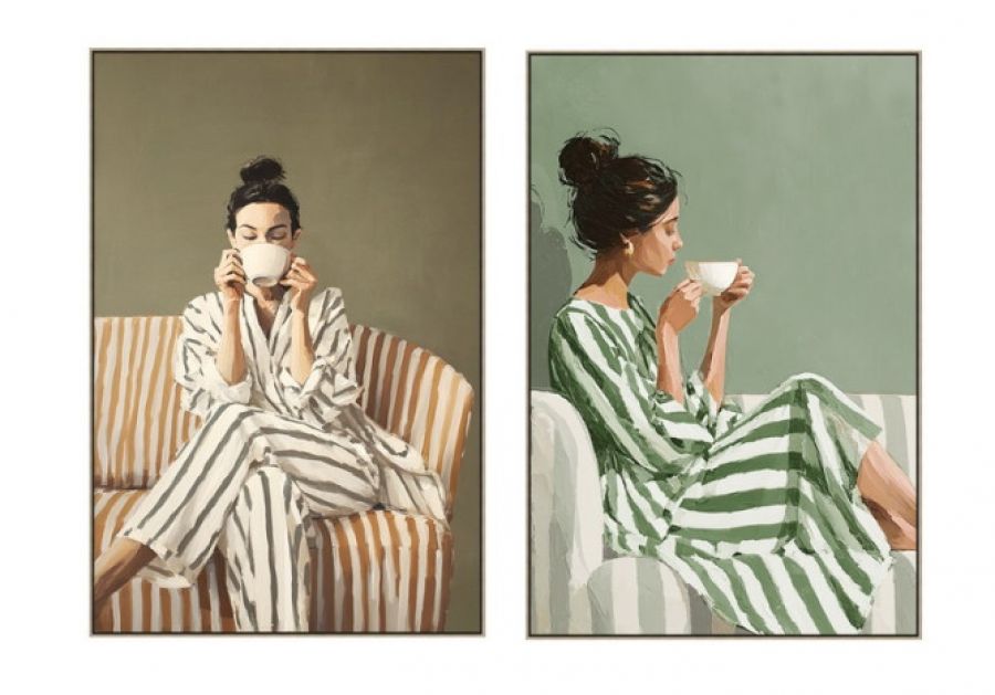 Zestaw Obrazów Coffee Stripes 82 x 122 cm