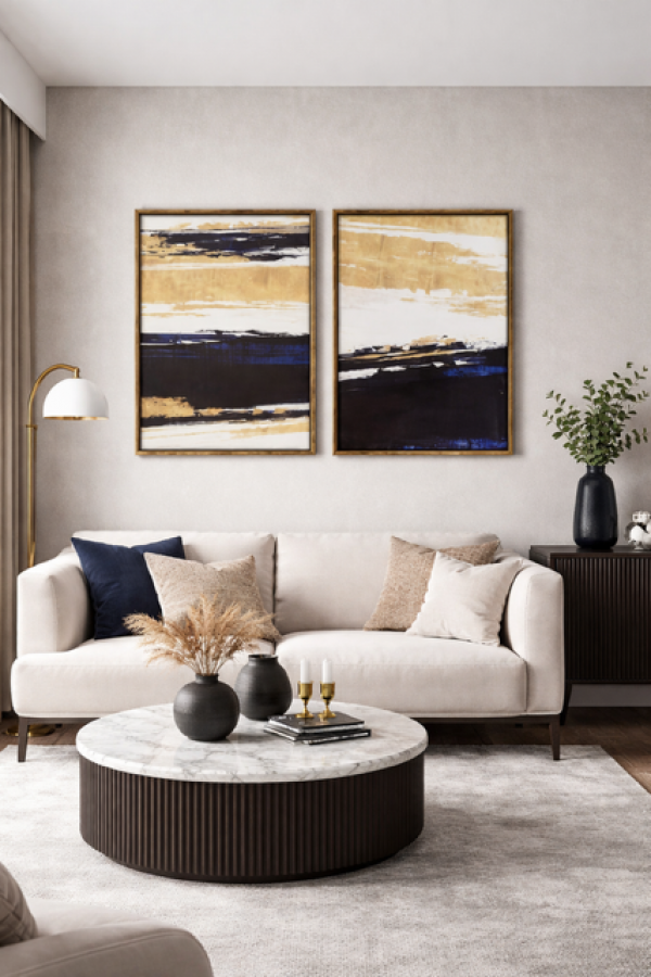 Zestaw Obrazów Golden Horizon 60 x 80 cm