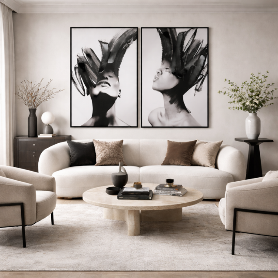 Zestaw obrazów Monochrome Reverie 83 x 123 cm