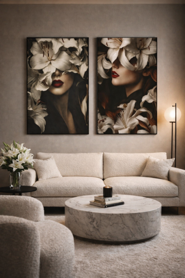 Zestaw Obrazów Veil of Bloom 80 x 120 cm