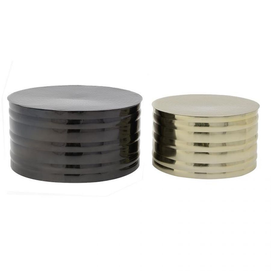 Zestaw stolików Beczka czarna złota - Inart