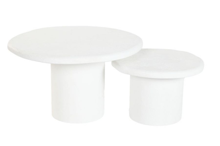Zestaw stolików kawowych Cement Santorini białe 