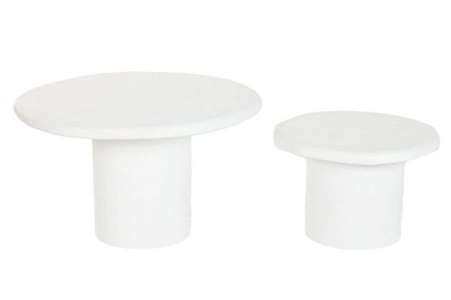 Zestaw stolików kawowych Cement Santorini białe 