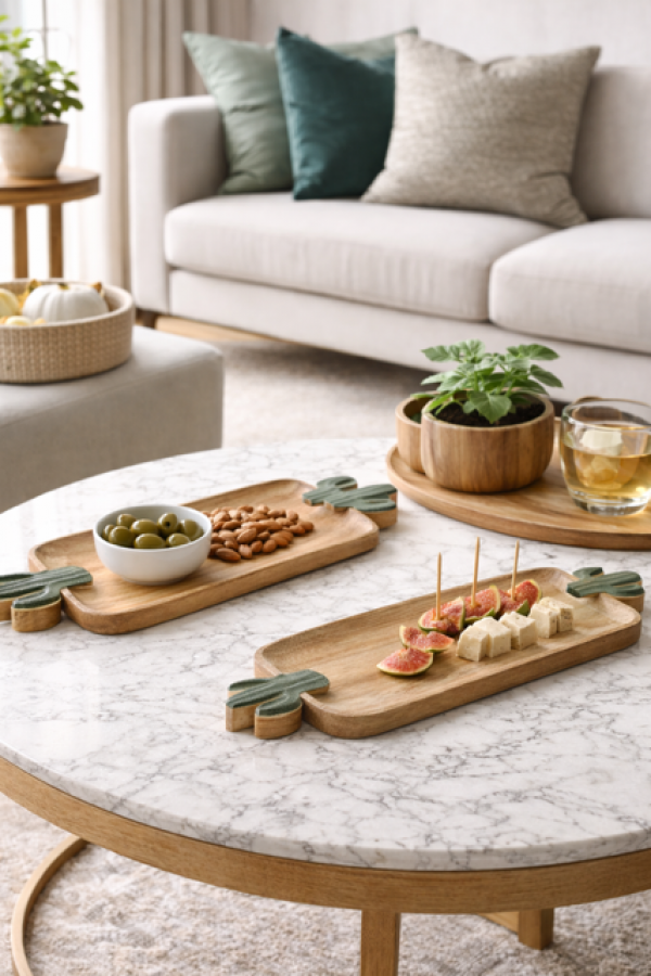 Zestaw tace drewniane Kaktus mango - Item International