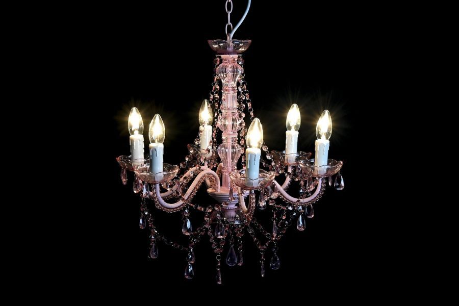 Żyrandol Maria Teresa 6 crystal różowy